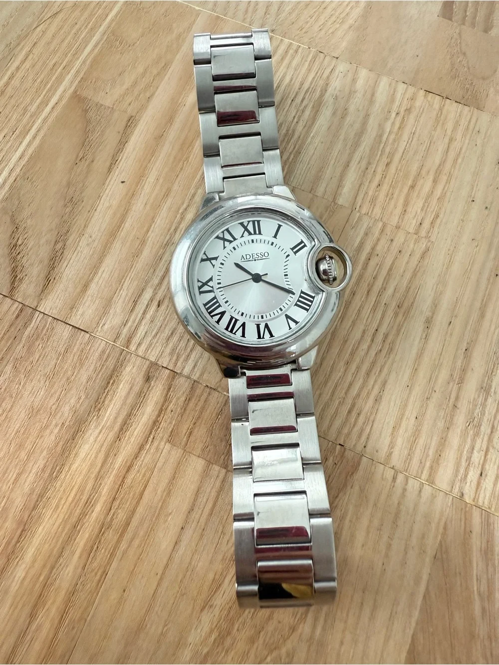 Adesso Roman numerals stainless steel watch NEW BATTERY